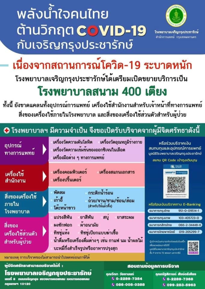 พลังน้ำใจคนไทยต้านวิกฤต COVID-19 กับเจริญกรุงประชารักษ์